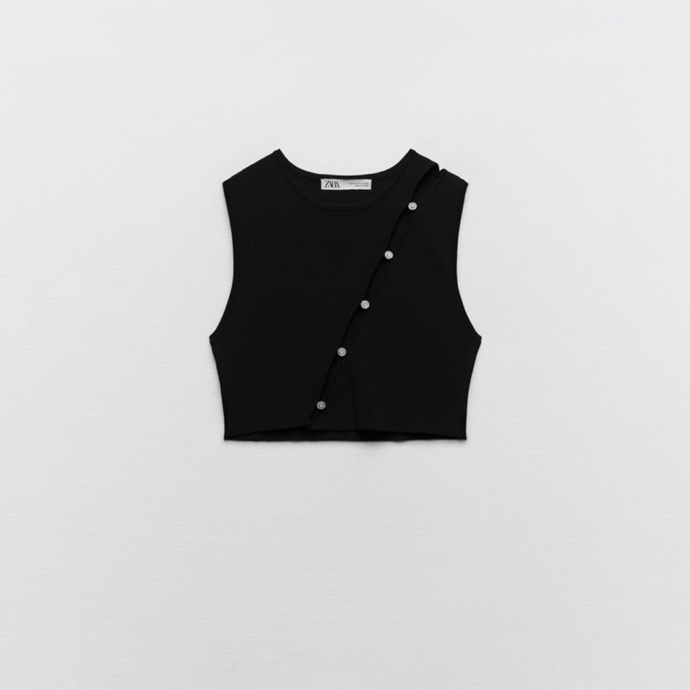 ZARA KNIT TOP WITH JEWEL BUTTONS
BLACK - Picture 2 of 4